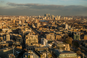 London, Skygarden, Blick Richtung Canary Wharf