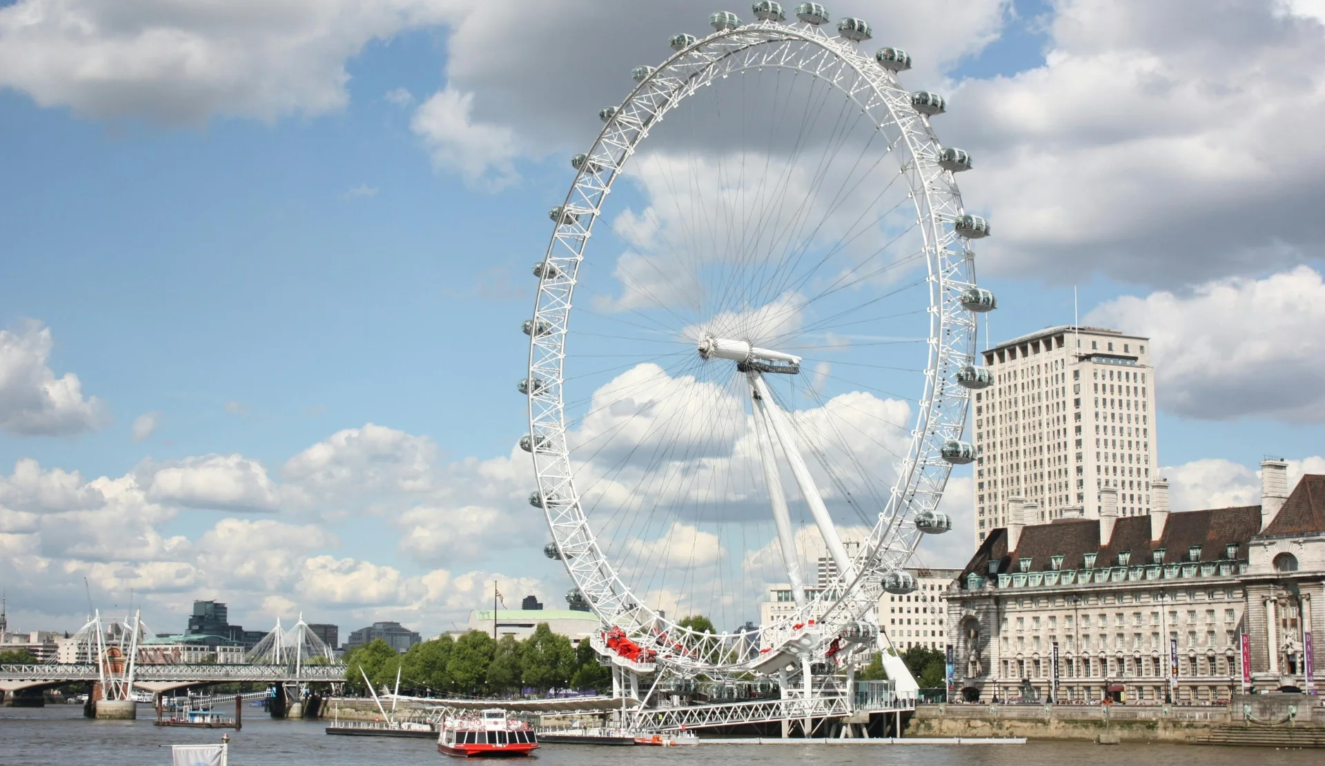 London Eye an der Themse mit Blick über den Fluss