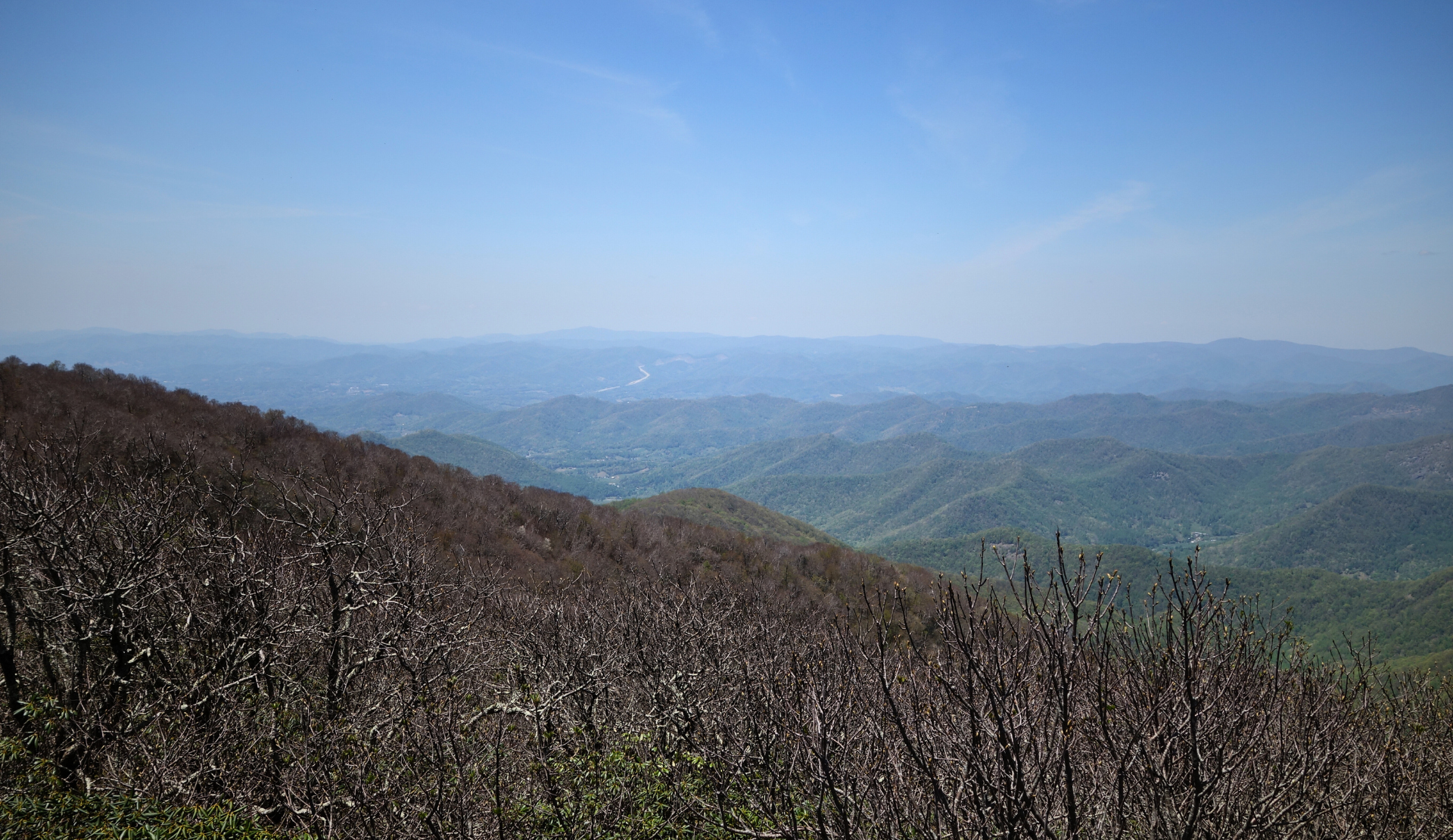 Aussicht auf die Blue Ridge Mountains vom Blue Ridge Parkway
