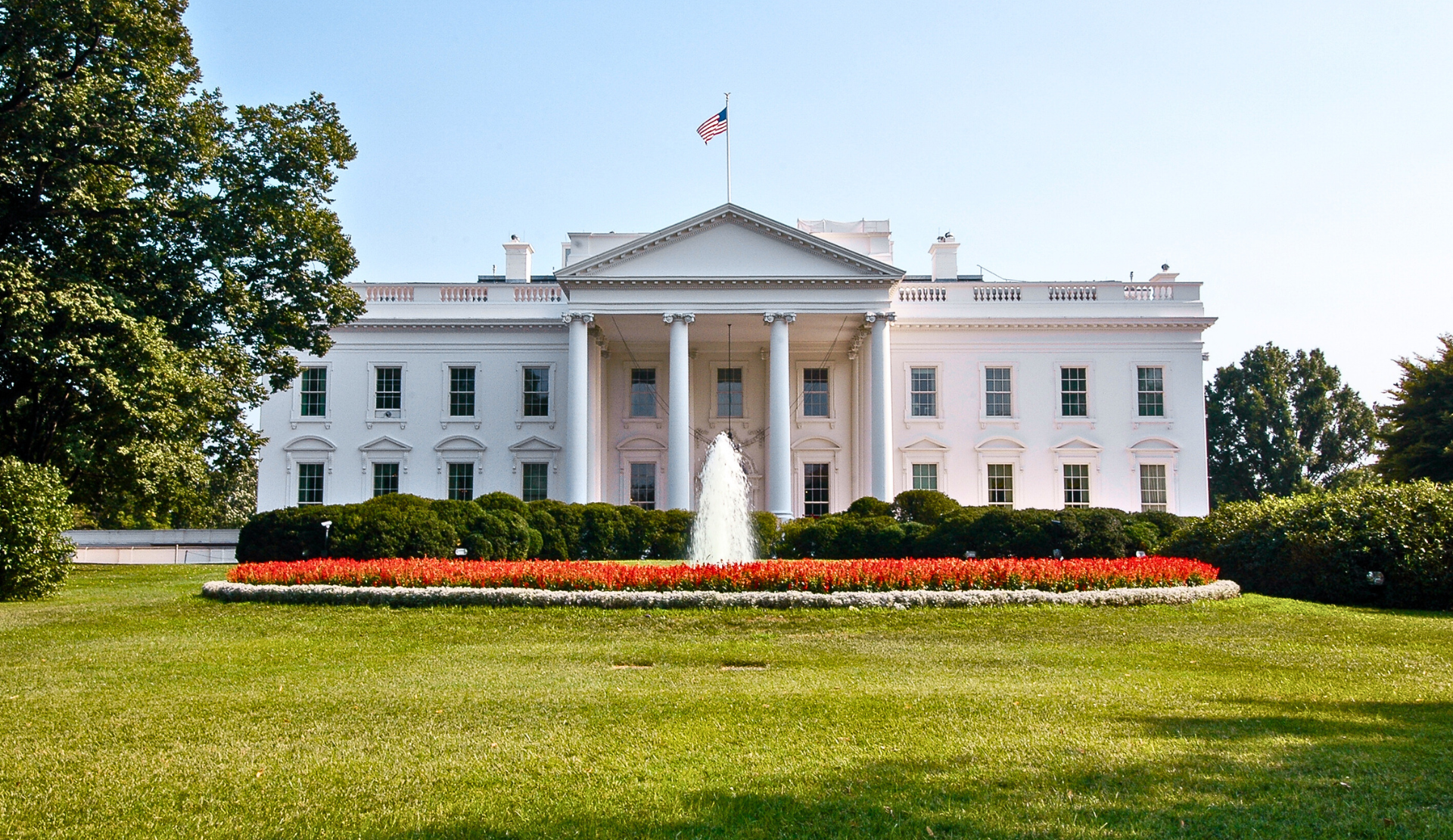 Rückseite Weißes Haus vom vom Lafayette Square in Washington DC